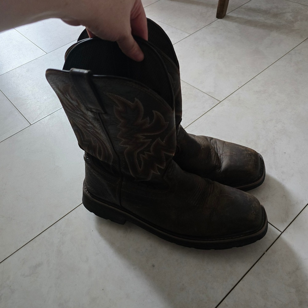 Wolverine Mens Ranchero Steel Toe Brown Leather Western Work Boots 12 EW
